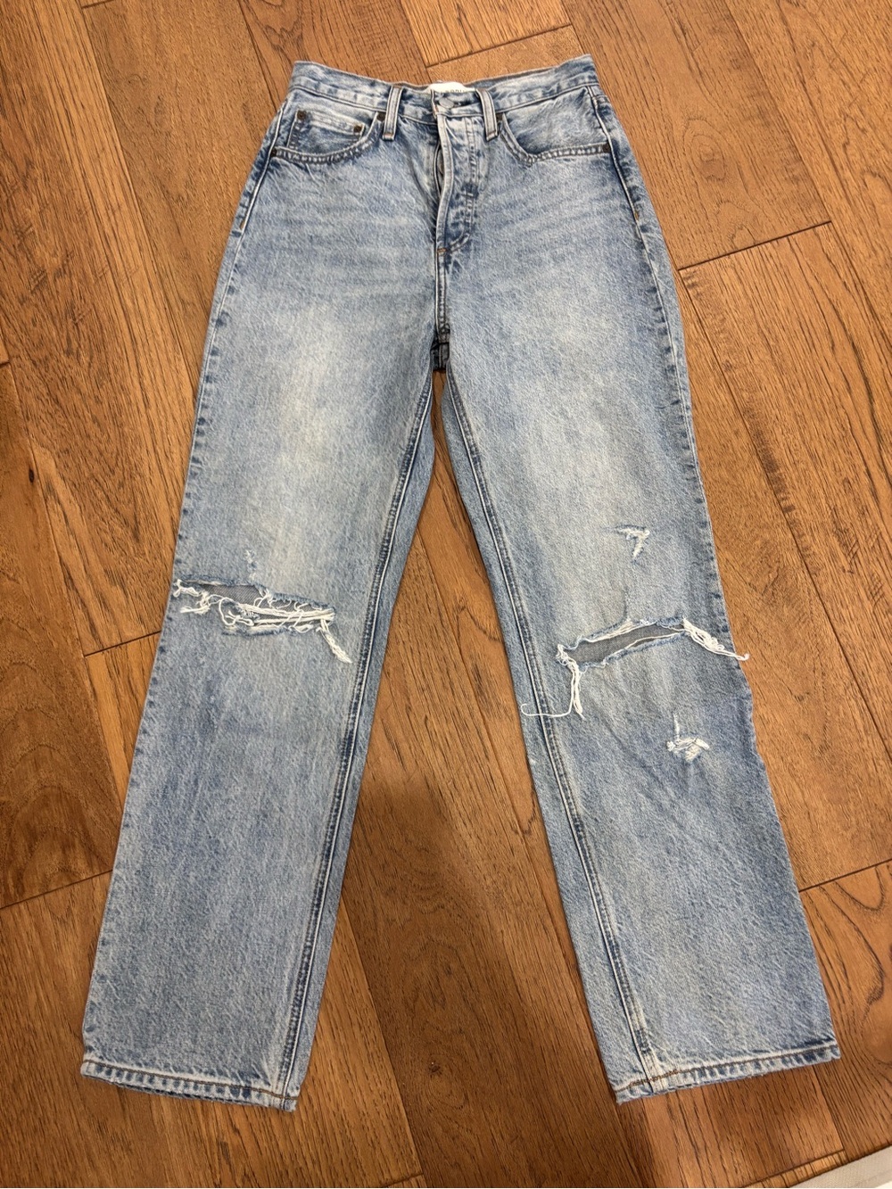 Denim Forum Light Blue High-Rise Distressed Joni High Rise Loose